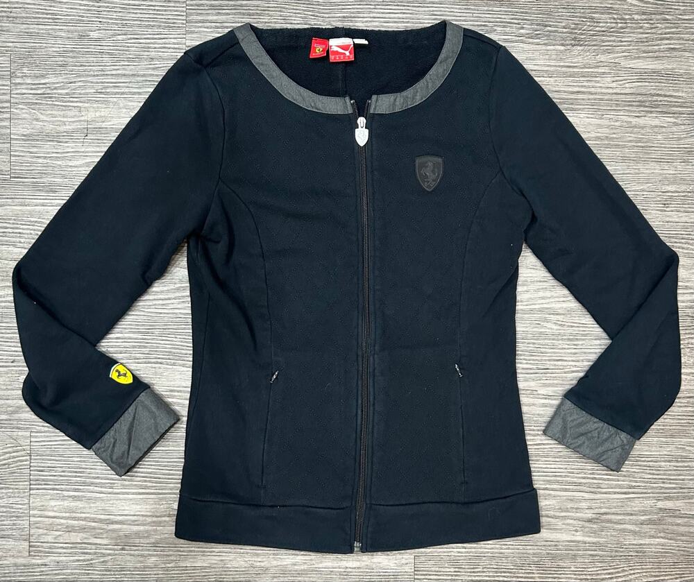 Puma Scuderia Ferrari Jacket Womens Medium Black Quilted Full Zip Track Top⁠